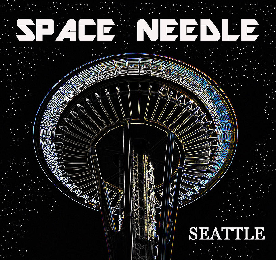 Seattle Space Needle Painting - Seattle Space Needle with stars by David Lee Thompson