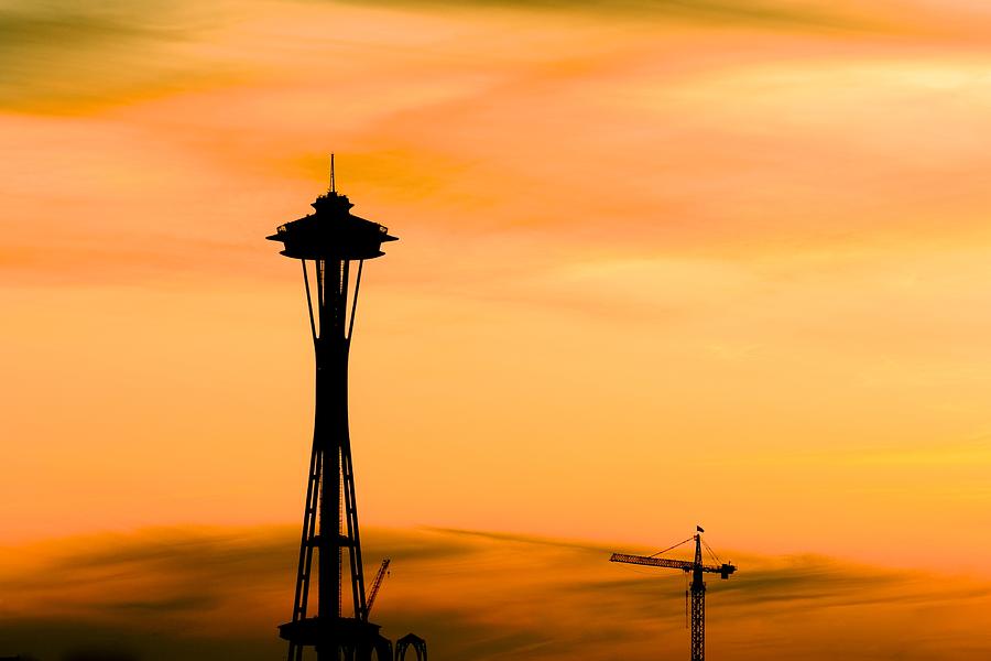 Seattle Space Needle at Sunset Photograph by Mel Ashar