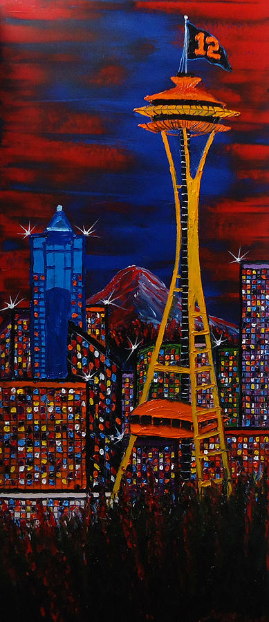 Seattle Space Needles 12th Man #7a Painting by James Dunbar