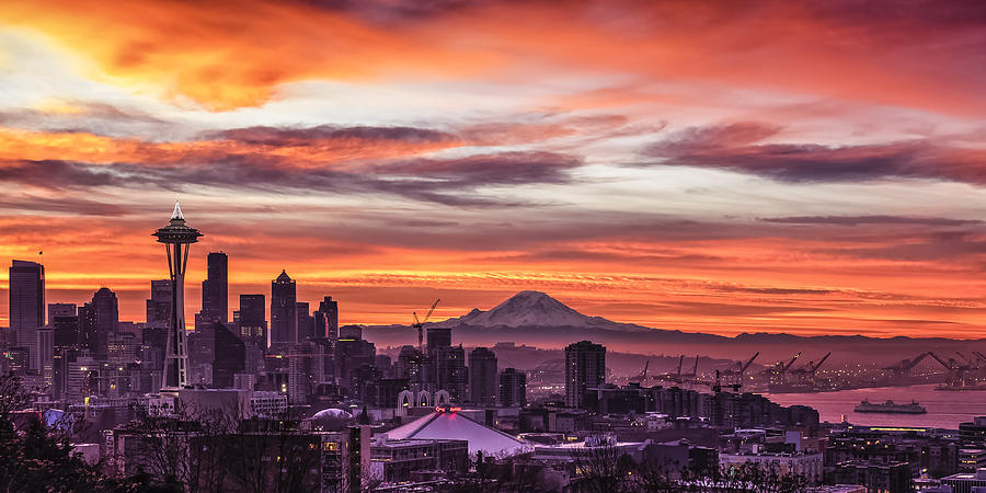 Seattle Sunrise Photograph by Kyle Wasielewski