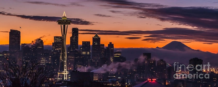 Seattle Sunrise Purples Photograph by Mike Reid