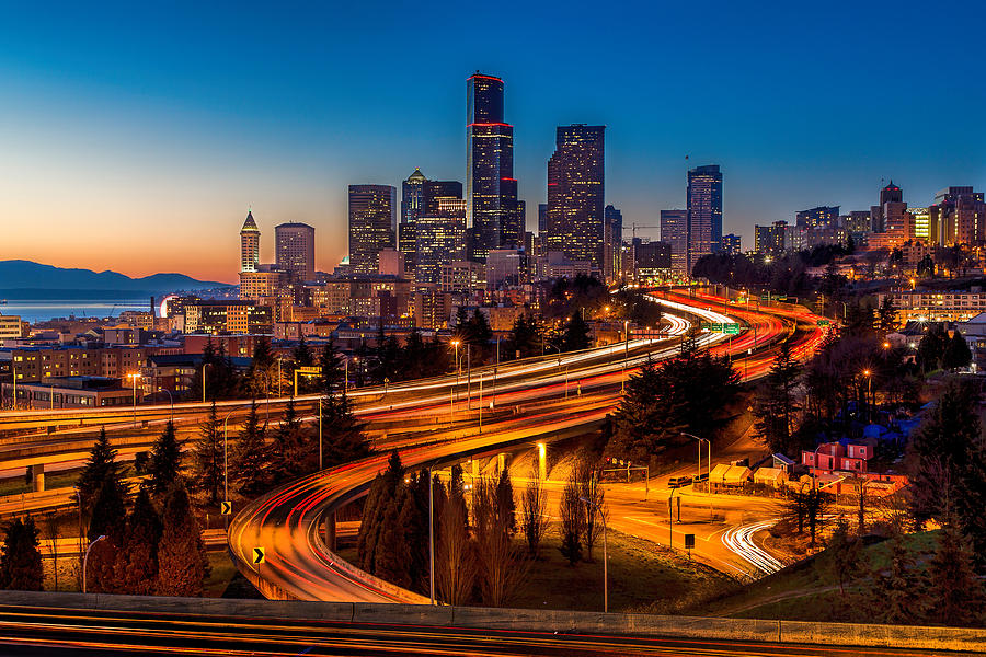 Seattle Sunset Photograph by Mike Centioli