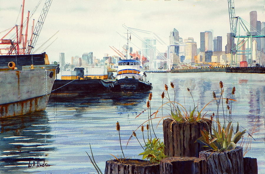 Seattle Tug Painting by Bill Hudson