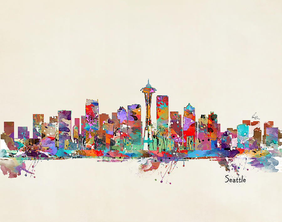Seattle Skyline Painting - Seattle Washington by Bri Buckley