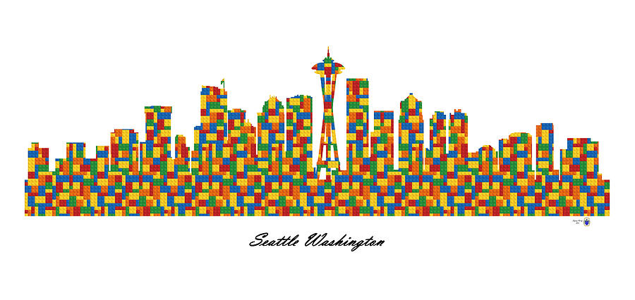 Seattle Washington Building Blocks Skyline Digital Art by Gregory Murray