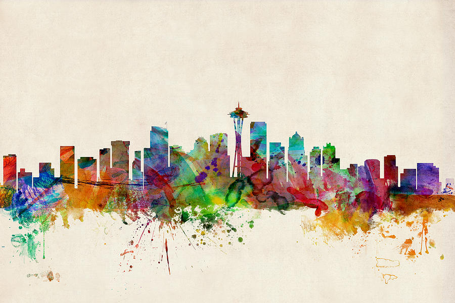 Seattle Washington Skyline Digital Art by Michael Tompsett Pixels