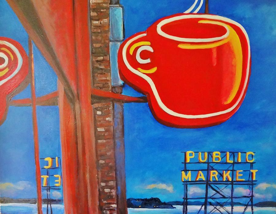 Seattle Painting - Seattles Red Cup by Shannon Lee