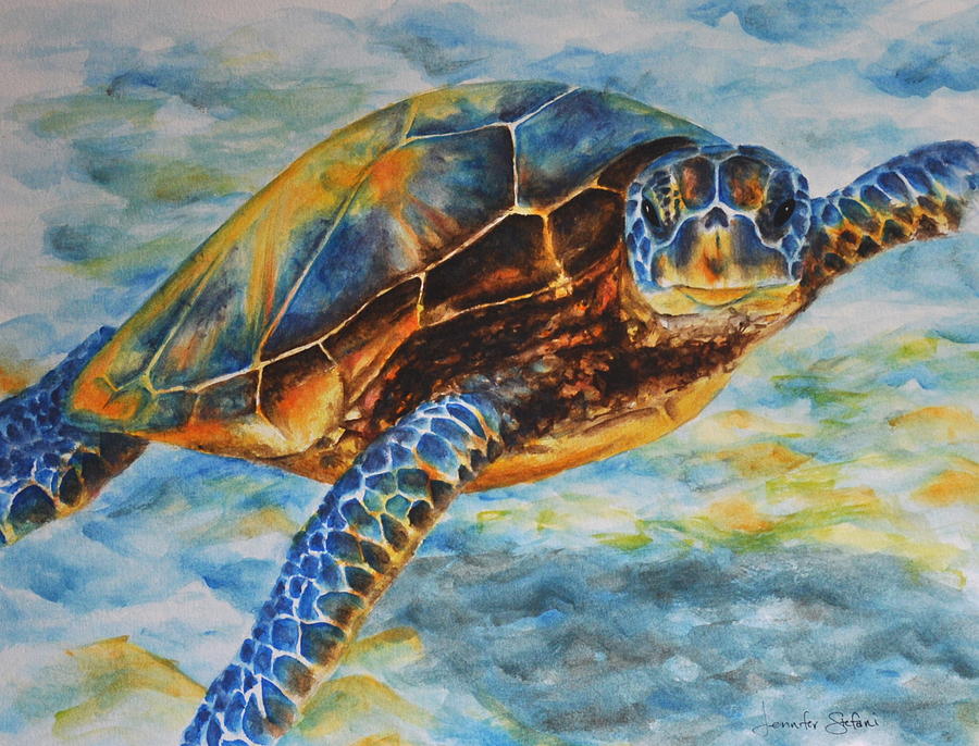 Seaturtle Painting by Jennifer Stefani - Fine Art America