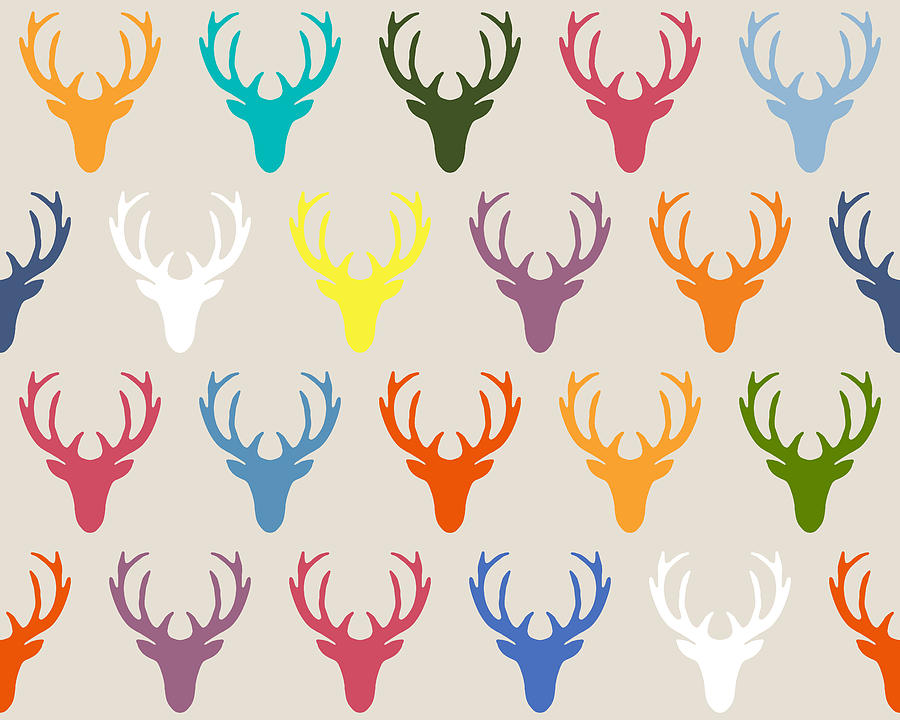 Deer Drawing - Seaview Simple Deer Heads by MGL Meiklejohn Graphics Licensing