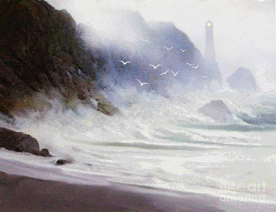 Lighthouse Painting - Seawall by Robert Foster