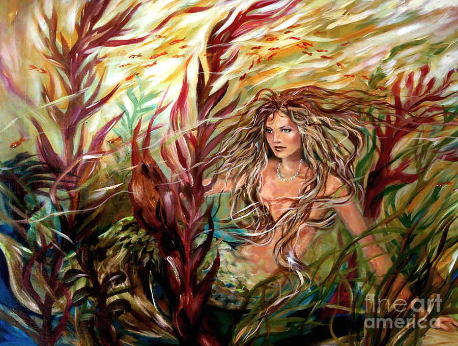 Seaweed Mermaid Painting by Linda Olsen