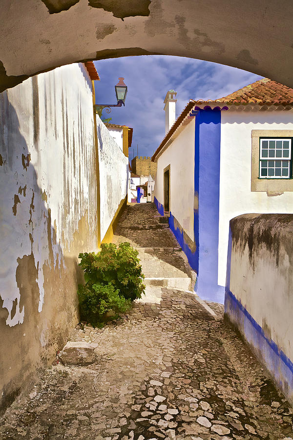 Secluded Cobblestone Street in the Medieval Village of Obidos Photograph by David Letts
