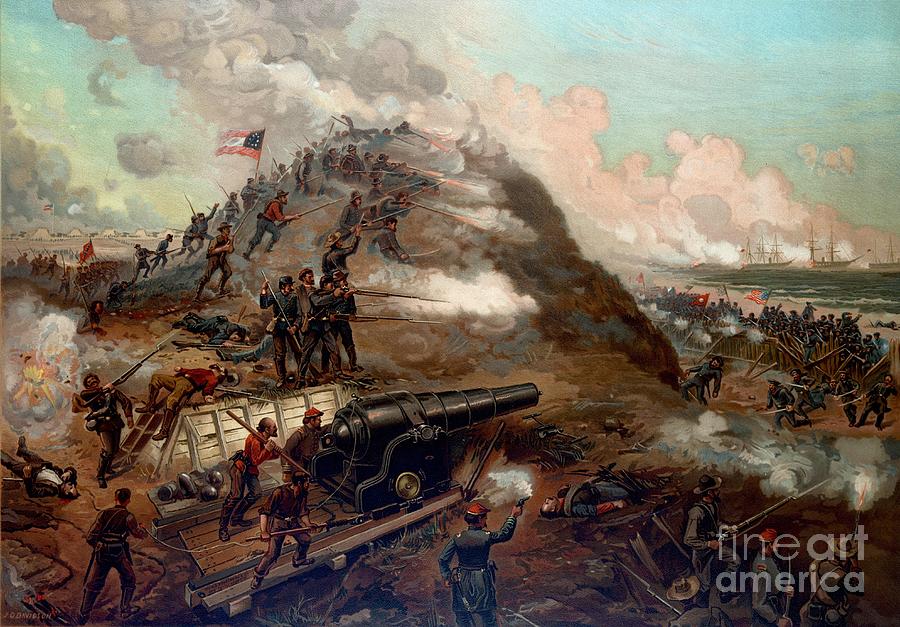 Shell Painting - Second Battle of Fort Fisher by American School