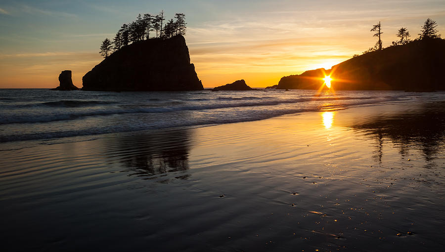Sunset Photograph - Second Beach Sunstar by Mike Reid
