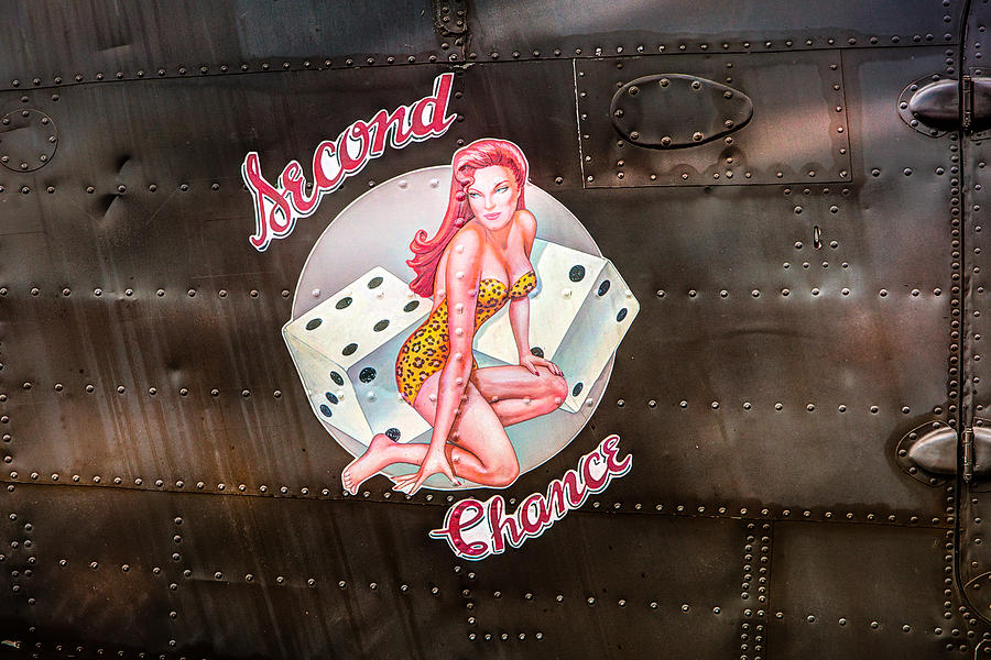 Dice Photograph - Second Chance - Aircraft Nose Art - Pinup girl by Gary Heller