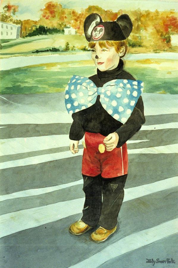 Little Boy Painting - Second Halloween by Judy Swerlick