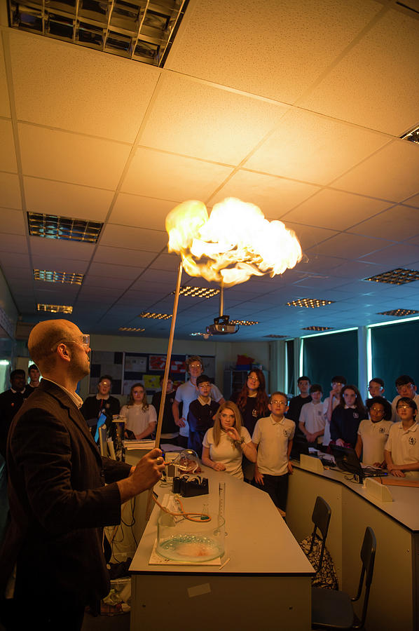 Teacher Photograph - Secondary School Chemistry Demonstration by Photofusion, Universal Images Group/science Photo Library Teacher Photograph - Secondary School Chemistry Demonstration by Photofusion, Universal Images Group/science Photo Library