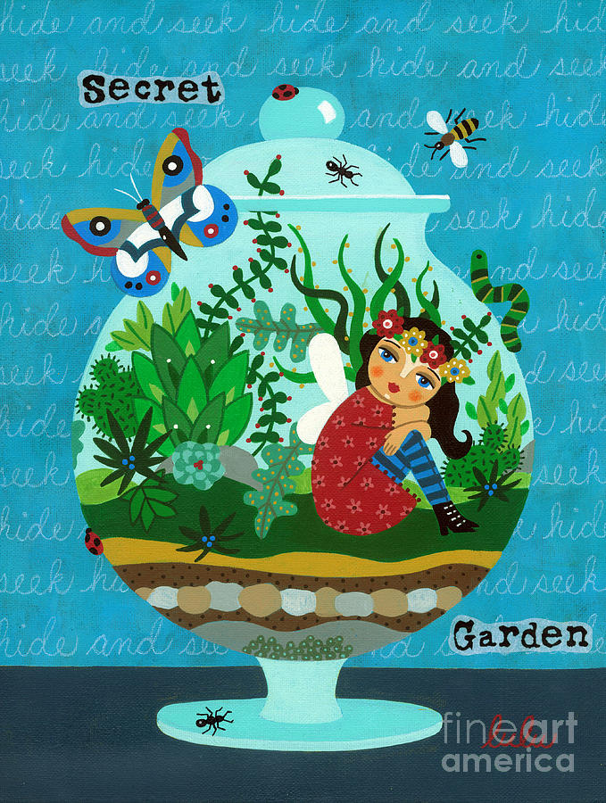 Fairy Painting - Secret Garden Fairy in a Terrarium by Andree Chevrier