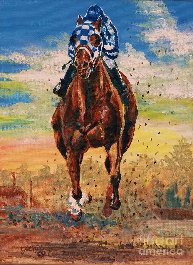 Horse Painting - Secretariat - I Work Alone by Nancy J Bailey