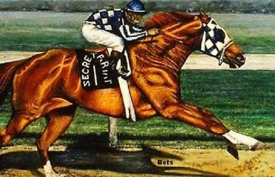 Horse Painting - Secretariat Making His Move by Bets Klieger