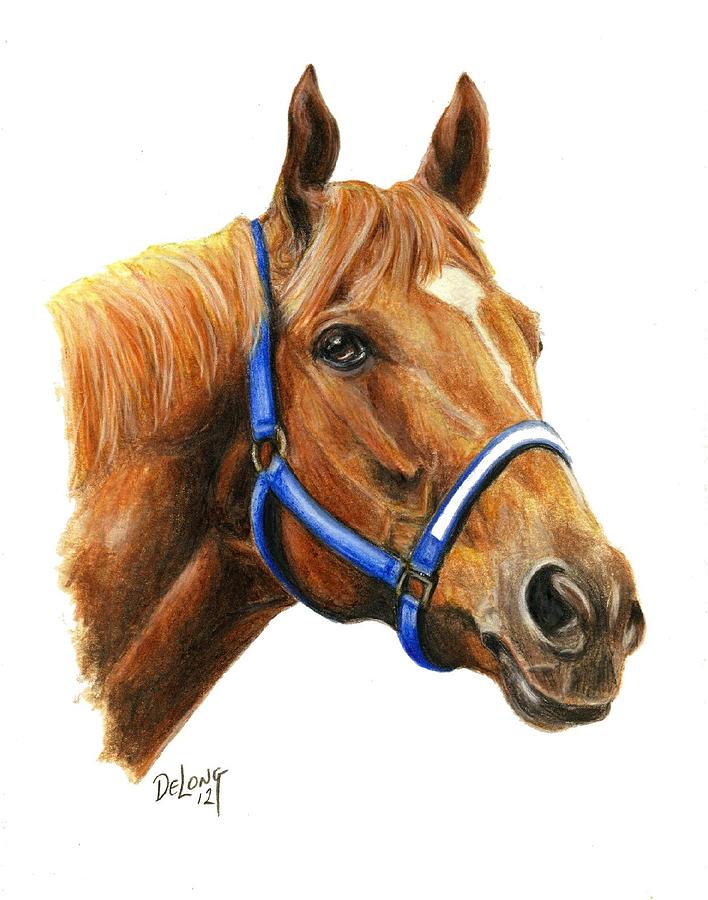 Secretariat with halter Painting by Pat DeLong