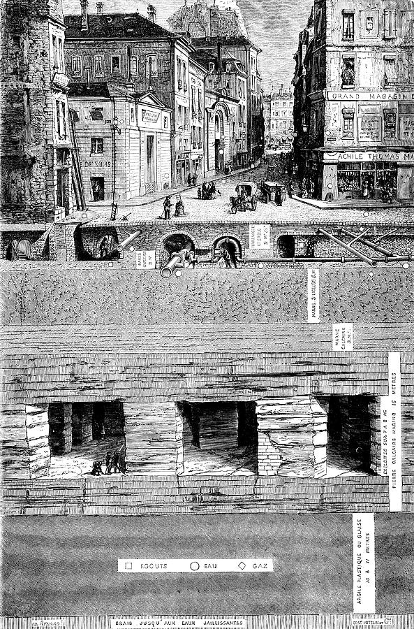 Paris Drawing - Section Of The Soil Under A Street by Mary Evans Picture Library Paris Drawing - Section Of The Soil Under A Street by Mary Evans Picture Library