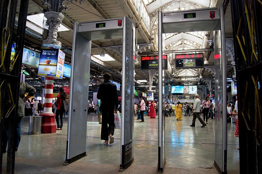 Security Scanners At Mumbai Station Photograph by Mark Williamson