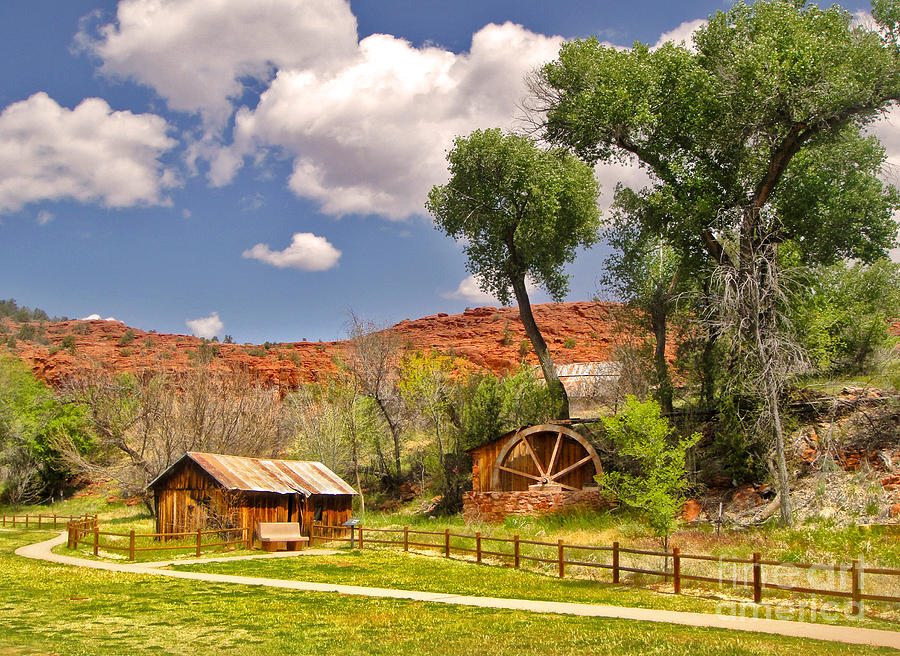 Sedona Arizona Barn And Waterwheel Photograph By Gregory Dyer Fine