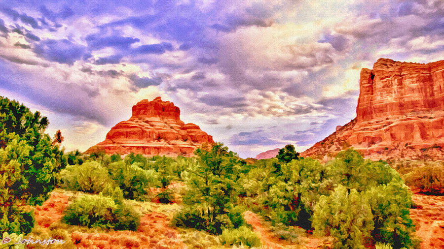 Nature Painting - Sedona Arizona Bell Rock Vortex by Bob and Nadine Johnston