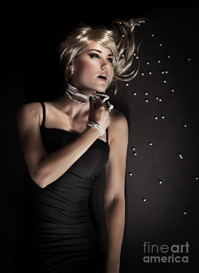 Necklace Photograph - Seductive luxury woman by Anna Om