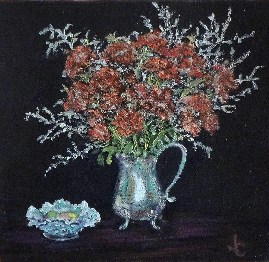 Flower Painting - Sedum and Silver by Jennifer Calhoun