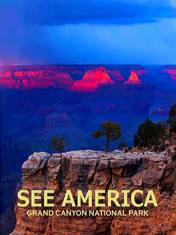 See America - Grand Canyon National Park Digital Art by Ed Gleichman