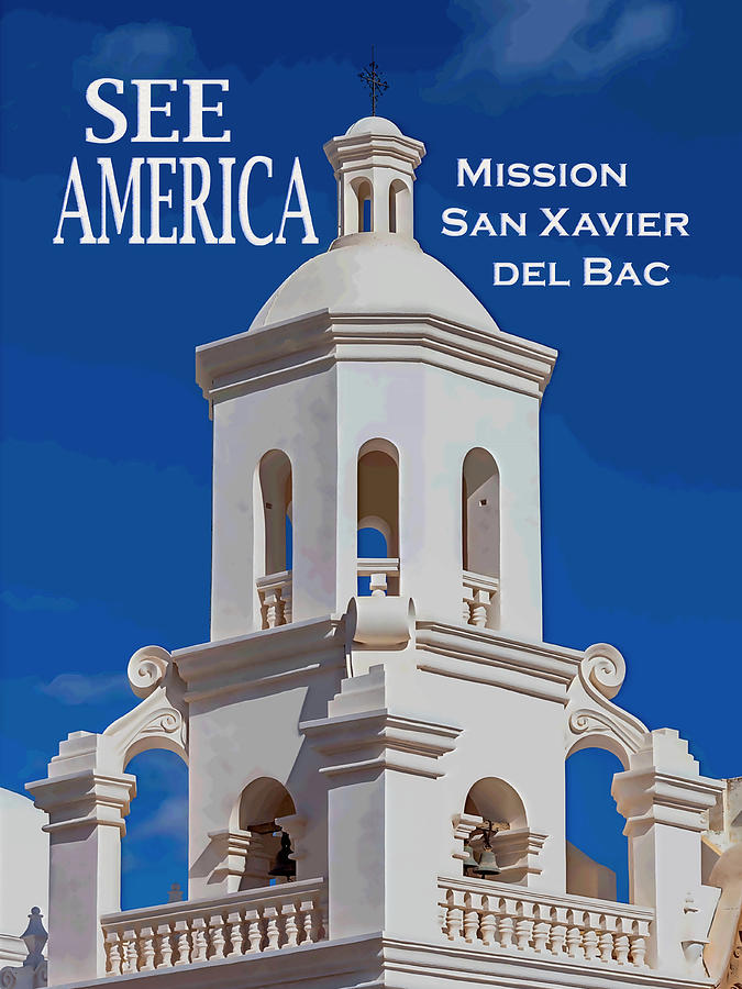 See America - Mission San Xavier del Bac Digital Art by Ed Gleichman