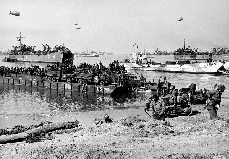 Seebee Rhino Ferries On D-Day Photograph by Underwood Archives