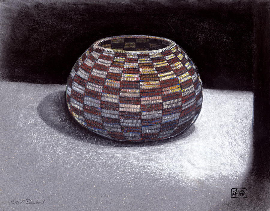 Still Life Drawing - Seed Basket by Ann Miller