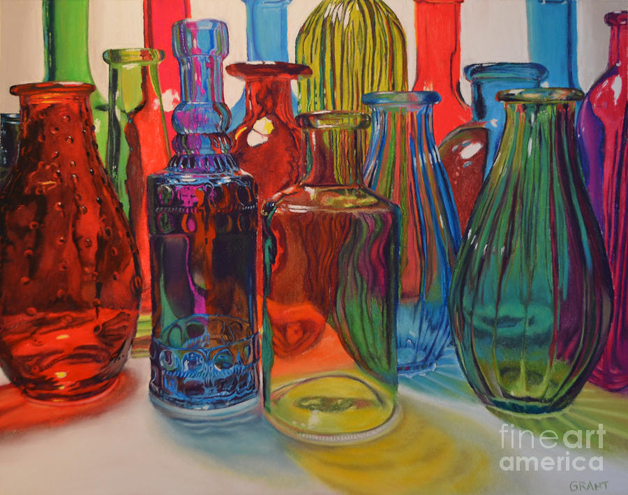 Glass Bottles Painting - Seeing Glass by Joanne Grant