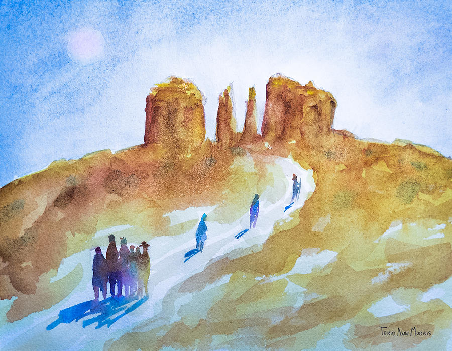 Seekers at Cathedral Rock Painting by Terry Ann Morris
