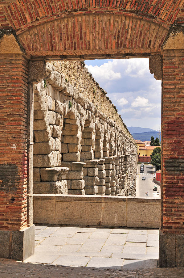Brick Photograph - Segovia Aquaduct by Angela Bonilla