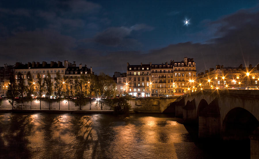 Paris Photograph - Seine River At Night by Radoslav Nedelchev
