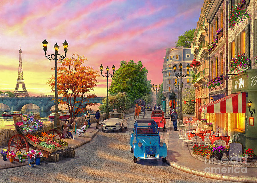 Paris Digital Art - Seine Sunset by MGL Meiklejohn Graphics Licensing