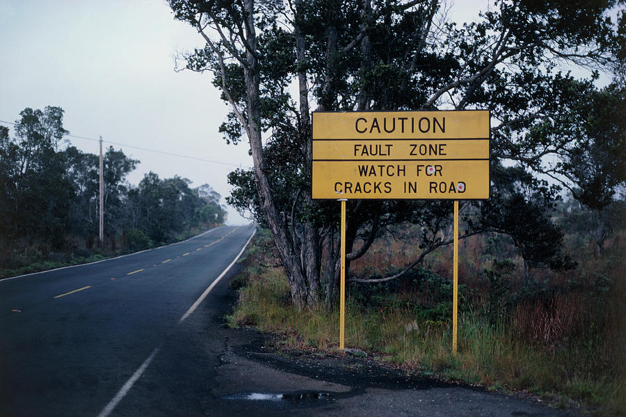 Seismic Fault Warning Sign Photograph by Robin Scagell/science Photo Library