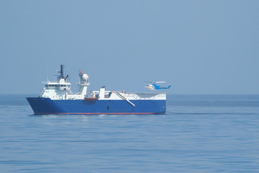 Seismic Ship and Helicopter Photograph by Bradford Martin