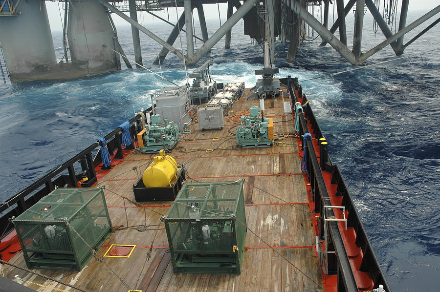 Seismic testing at oil rig Photograph by Bradford Martin