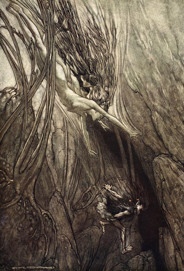 Seize The Despoiler! Rescue The Gold! Drawing by Arthur Rackham