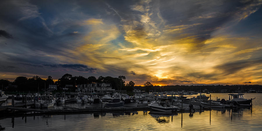 Selective Color Sunset - Mystic River Photograph by Kirkodd Photography Of New England