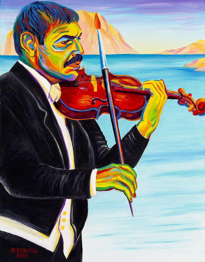 Surrealism Painting - Self  Portait  With  Violin by Moshe Rosental
