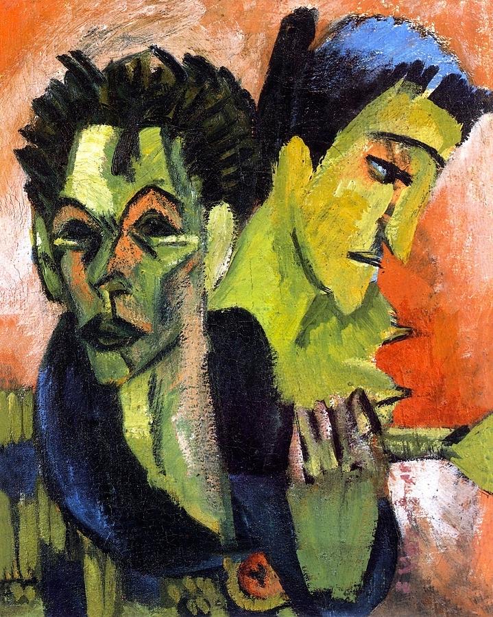 Self-Portrait - Double Portrait Painting by Ernst Ludwig Kirchner