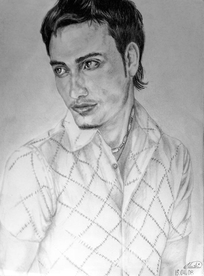 Self Portrait Drawing by Alban Dizdari