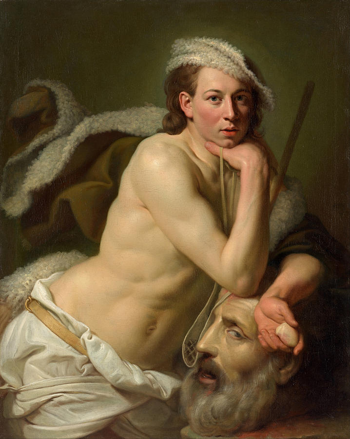 Johann Zoffany Painting - Self-portrait as David with the head of Goliath by Johann Zoffany
