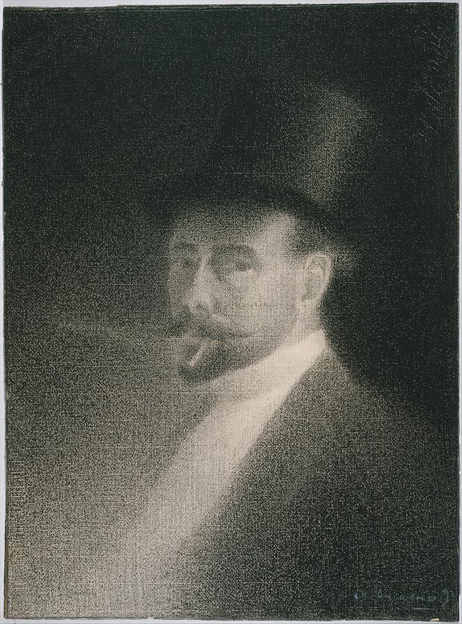 Crayon Drawing - Self-portrait by Charles Angrand